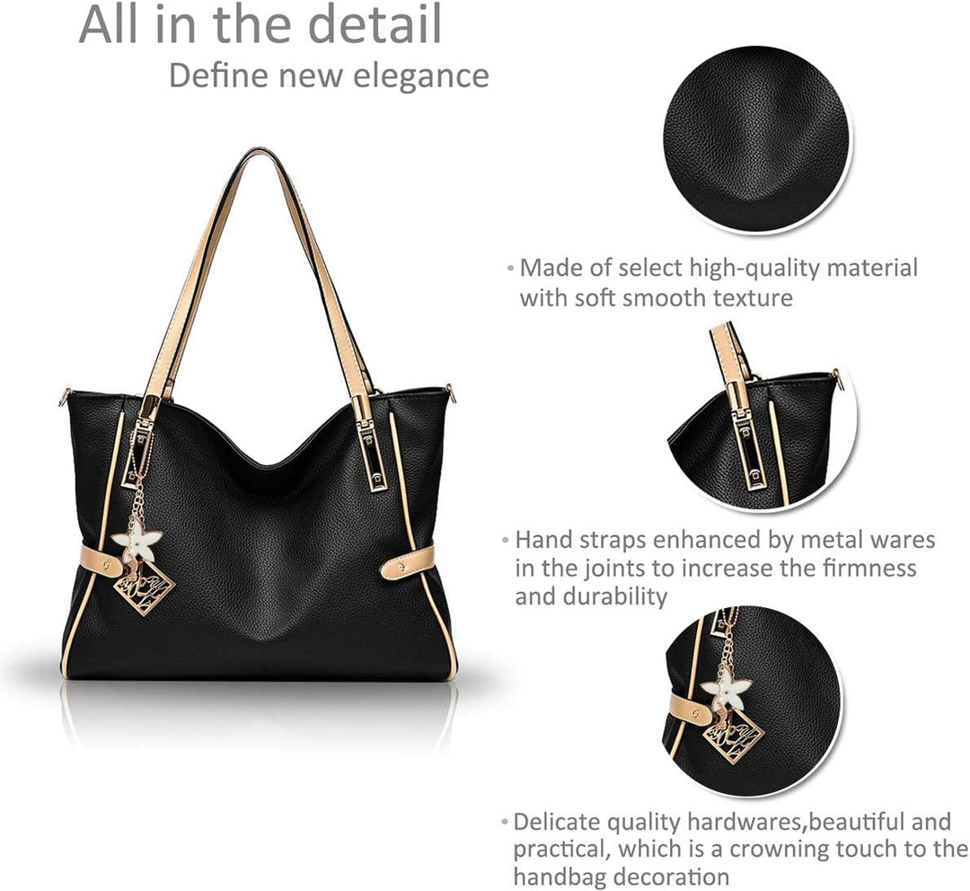Nicole&Doris Neue Handtasche Damen Schultertasche Henkeltaschen für Frauen Tasche Messenger Bag Blac