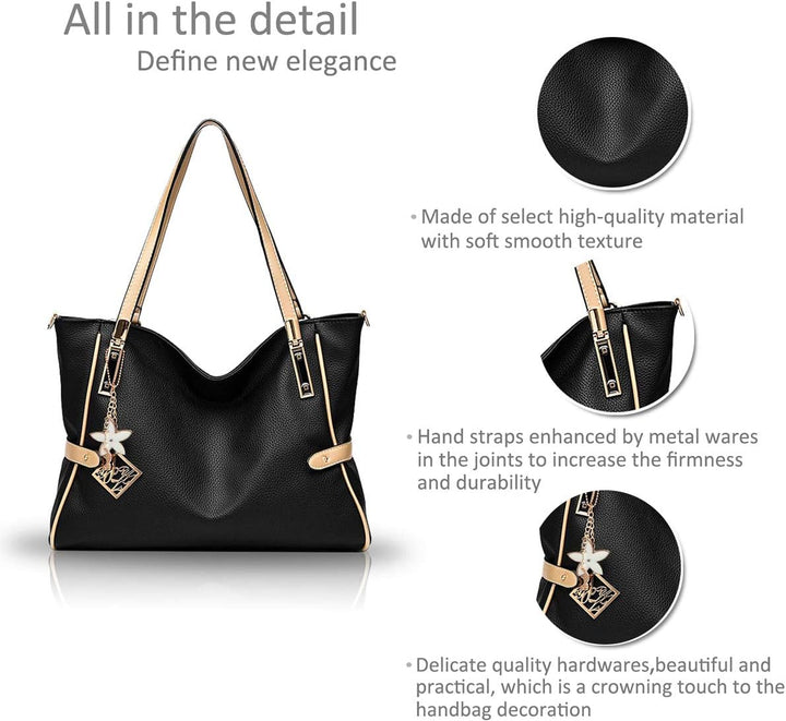 Nicole&Doris Neue Handtasche Damen Schultertasche Henkeltaschen für Frauen Tasche Messenger Bag Blac