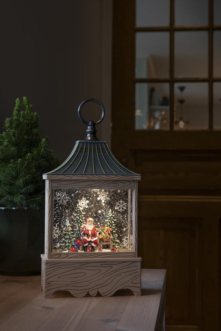 Konstsmide LED Wasserlaterne, Santa und Baum", naturfarben, wassergefüllt, 5h Timer, 1 warm weisse D