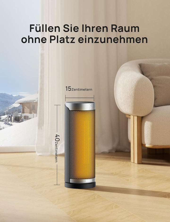 Dreo Heizlüfter Energiesparend, PTC Keramik Heizlüfte Leise, 70° Oszillierend Elektroheizung mit Fer