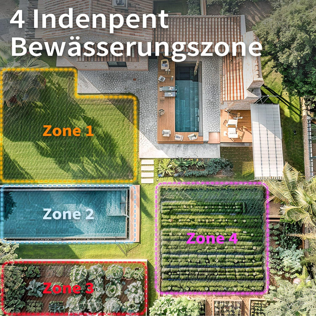 Diivoo Bewässerungscomputer WLAN 4 Ausgänge mit 60M RFID-Technologie, Wasser Zeitschaltuhr mit Alexa