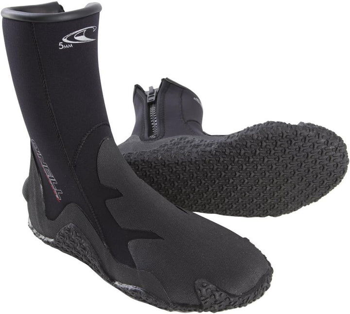 O'Neill Wetsuits Erwachsene Neoprenschuhe 5 mm Boot with Zipper Size UK 4 Schwarz, Size UK 4 Schwarz