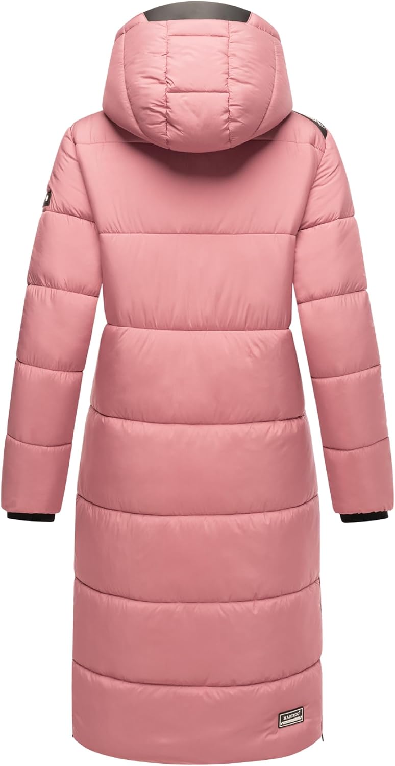 MARIKOO Damen Wintermantel warmer Steppmantel lang mit abnehmbarer Kapuze Reliziaa XS-3XL L Pastel P