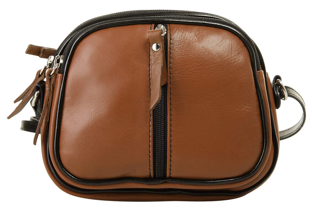 Umhängetasche Echt Leder Damen Made in Italy | kleine Abendtasche | elegante Partytasche mit 3 Fäche