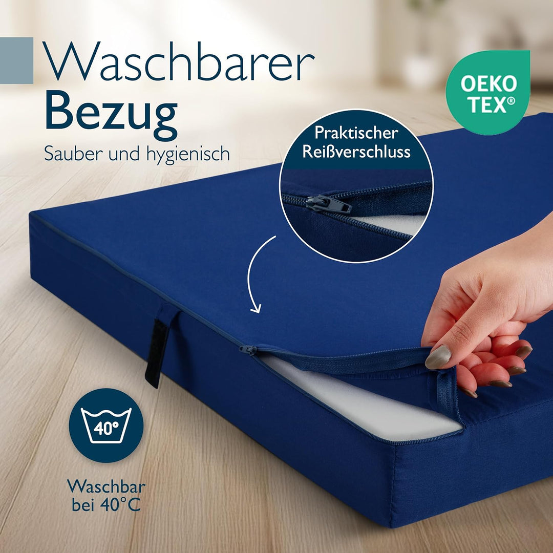 Beautissu Klappmatratze Gästebett klappbar Faltmatratze mit Tragegriff | 60x190cm Dunkelblau faltbar
