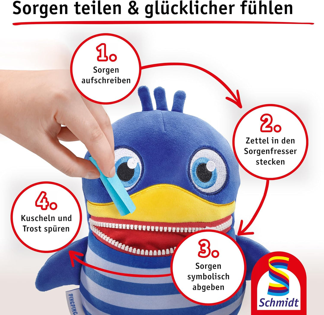Schmidt Spiele 42660 Sorgenfresser, PingPing, 22 cm, Edition Boogie Woogies, Plüschfigur, Blau Ping