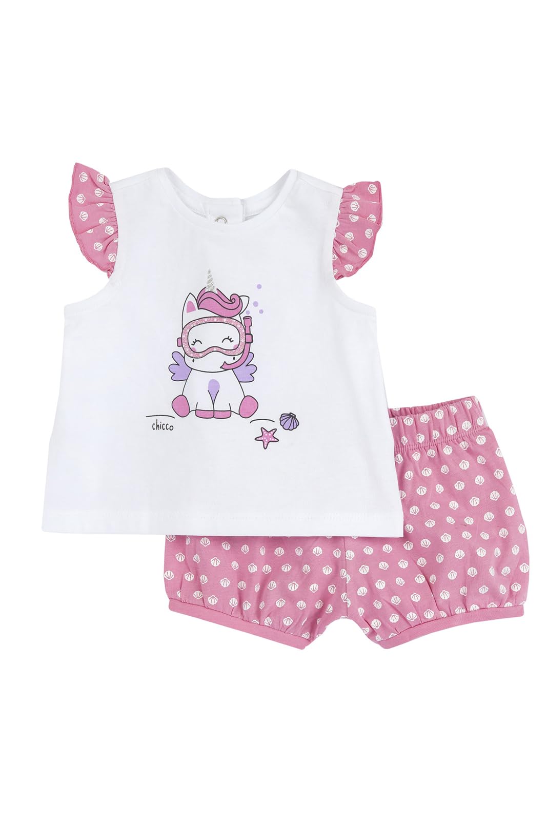 Chicco Mädchen Set aus T-shirt und Shorts Overall (1er Pack) 12 Monate Rose, 12 Monate Rose