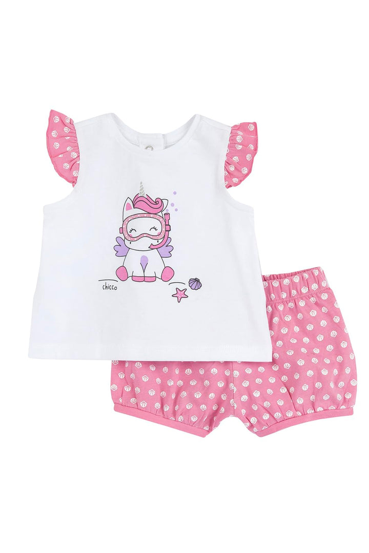Chicco Mädchen Set aus T-shirt und Shorts Overall (1er Pack) 12 Monate Rose, 12 Monate Rose