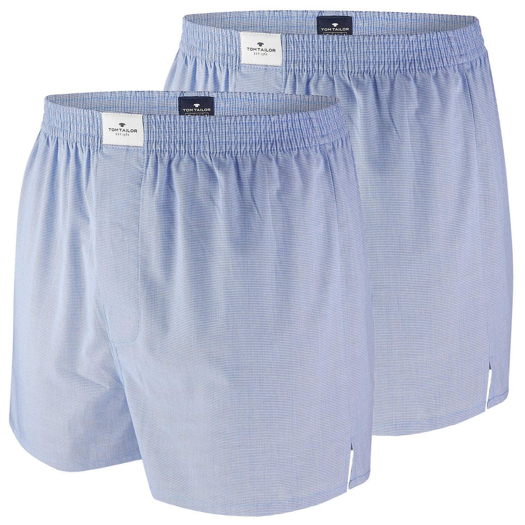 TOM TAILOR Herren Boxershort blau kariert 2er Pack L Lightblue, L Lightblue