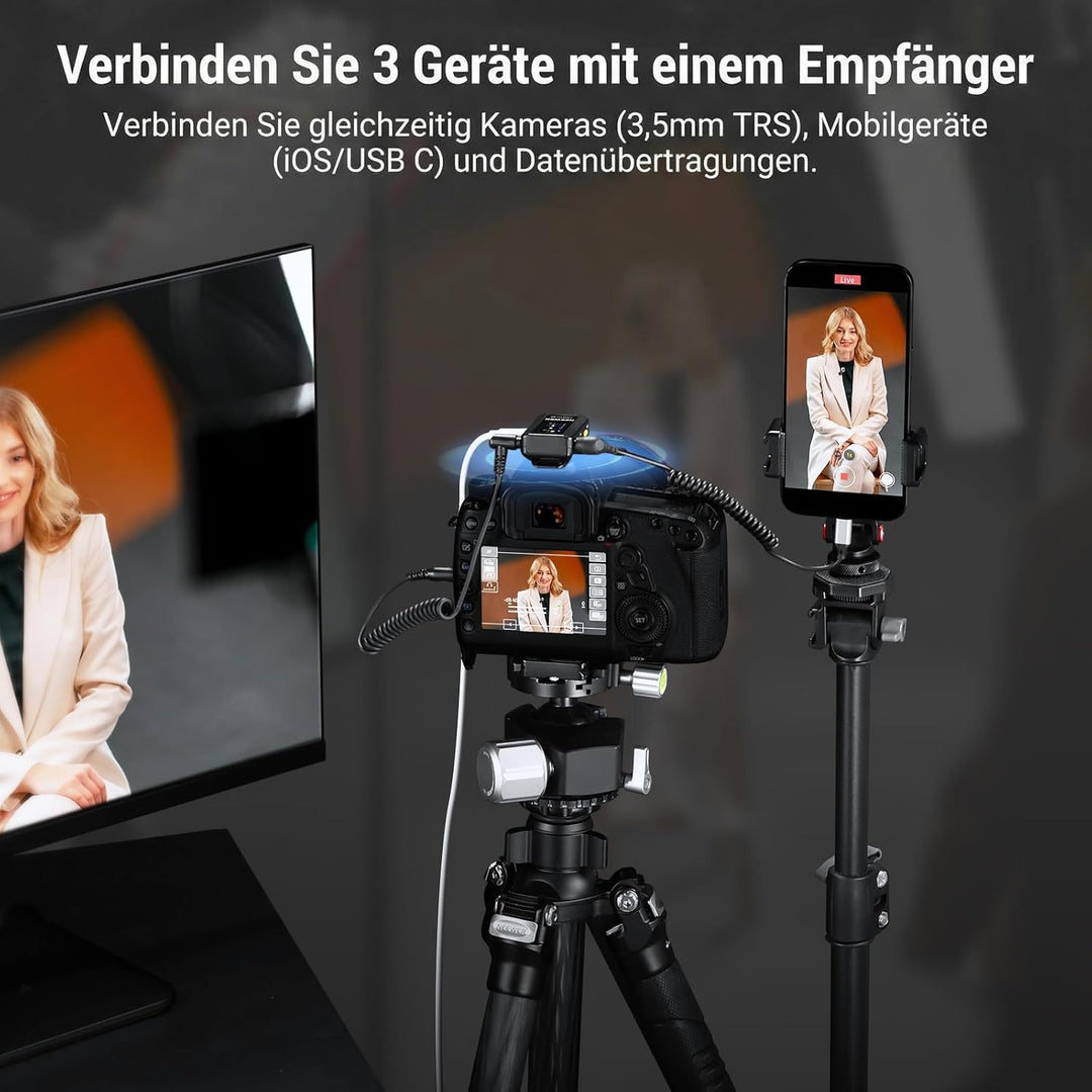 NEEWER CM28 PRO Drahtloses Lavalier Ansteckmikrofon System mit Ladekoffer 48KHz 16 Bit Unkomprimiert