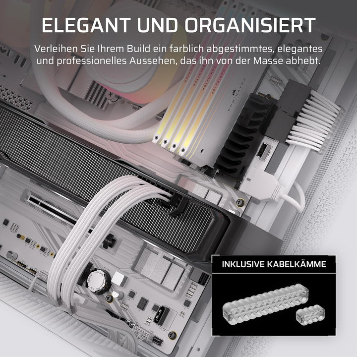 CORSAIR Elite Premium Pro-Kit mit Einzeln Ummantelten Typ 4-Netzteilkabeln – Flache Kabelkämme, Drei
