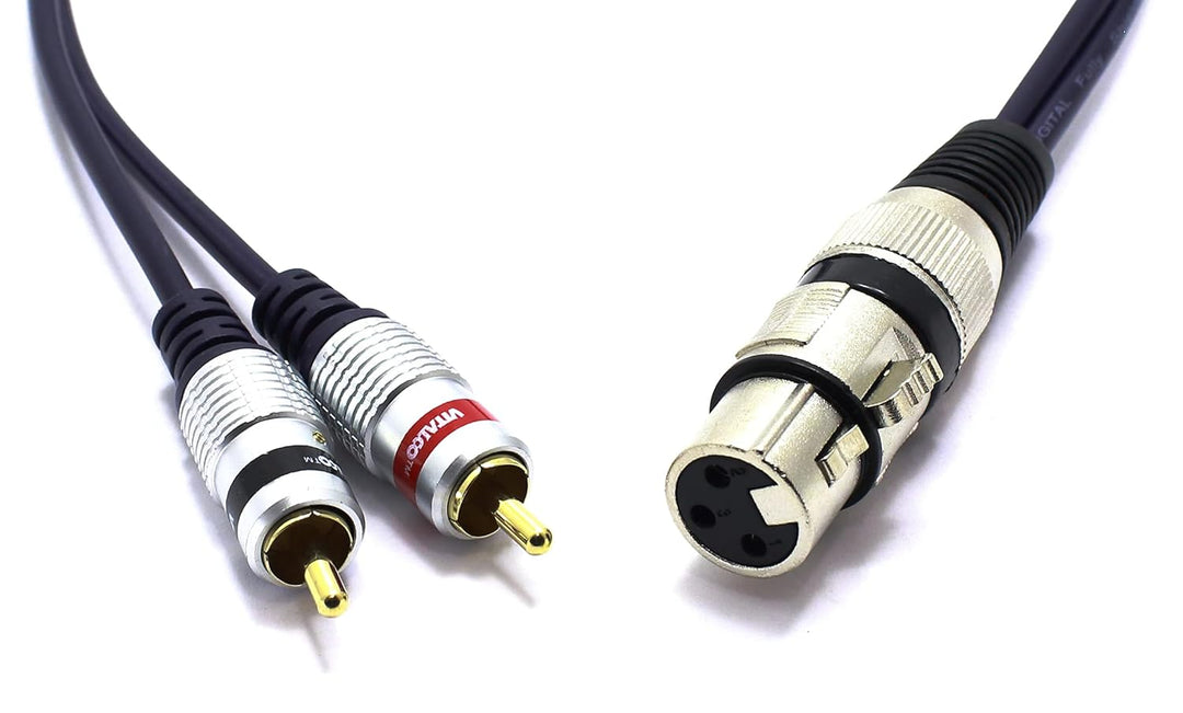 XLR Buchse auf 2x Cinch Stereo Kabel 3m Mikrofonkabel 3 Polig auf Chinch Adapter XLR-F/2RCA 3m, XLR-