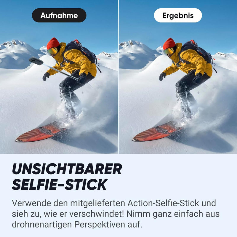 Insta360 X4 Snowboard-Bundle – wasserdichte 8K 360°-Action-Cam, 4K Weitwinkelvideos, Unsichtbarer Se