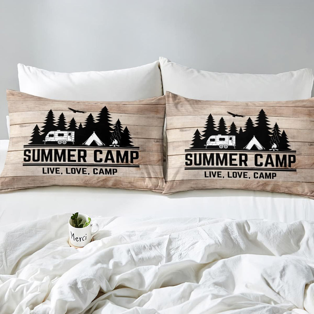 Homewish Camping-Bettwäsche 155 x 220 für Jungen, Kinder, Teenager, Camper-Bettwäsche, rustikaler Be