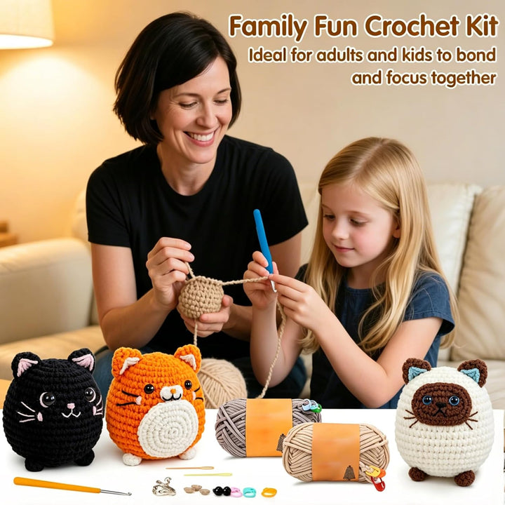KINDLUME Häkelset für Anfänger, Häkelset, Crochet Set, Strickset, mit allen Materialien für Süsse Ti