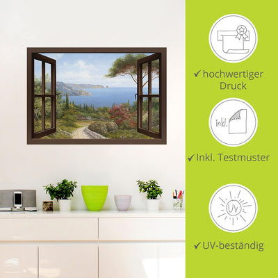 ARTland Wandbild selbstklebend Vinylfolie100 x 70 cm Landschaften Fensterblick Haus am Meer I T4EE H