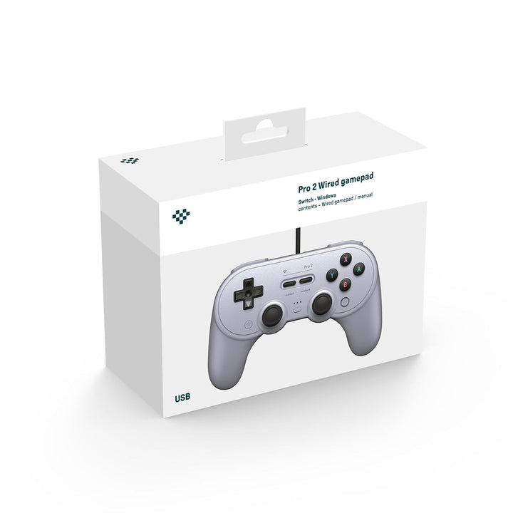 8Bitdo Pro 2 Wired USB Controller for SwitchPCmacOSAndroidSteam & Raspberry Pi (Grey Edition) Single