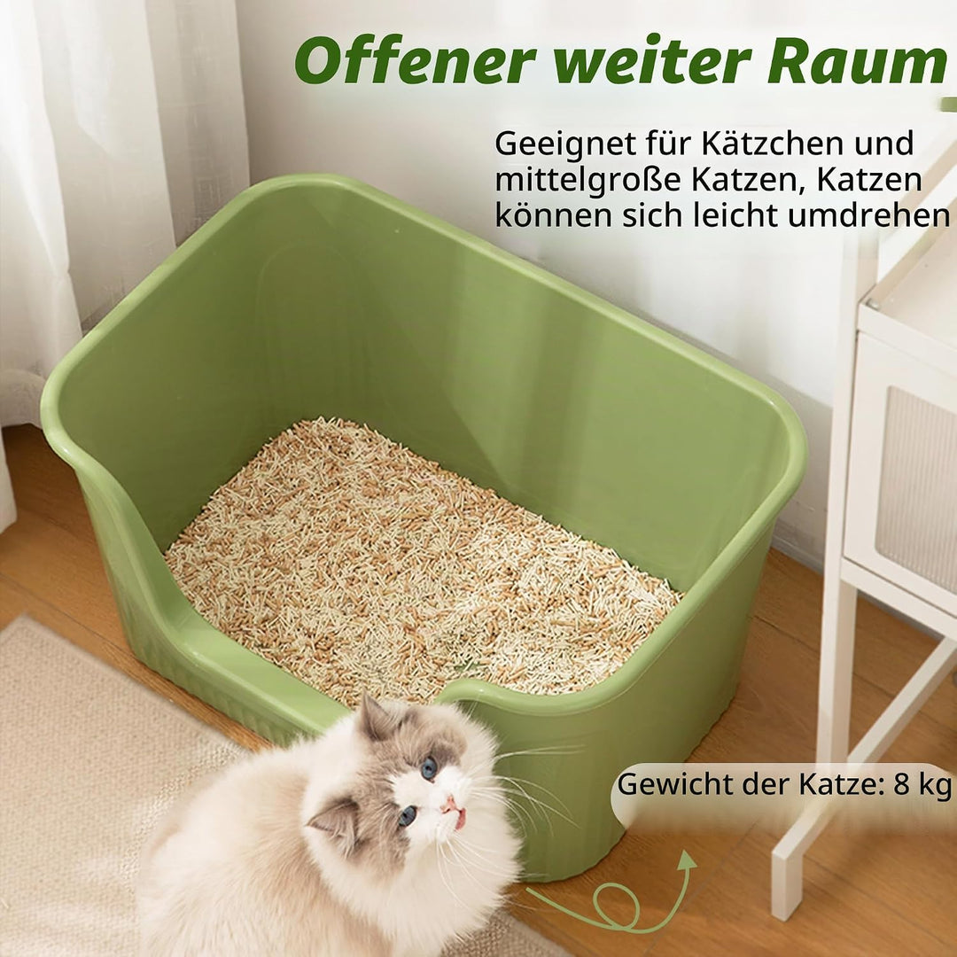 Vealind Offen Katzenklo XL, Katzentoilette Hoher Rand, 55x40x26cm Gross Katzenklo, katzentoiletten E