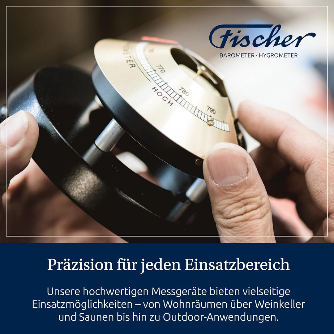 Fischer 1508B-45 – maritimes Innenbarometer – 125 mm Druckmesser, Ziffernblatt weiss, Messing-Gehäus