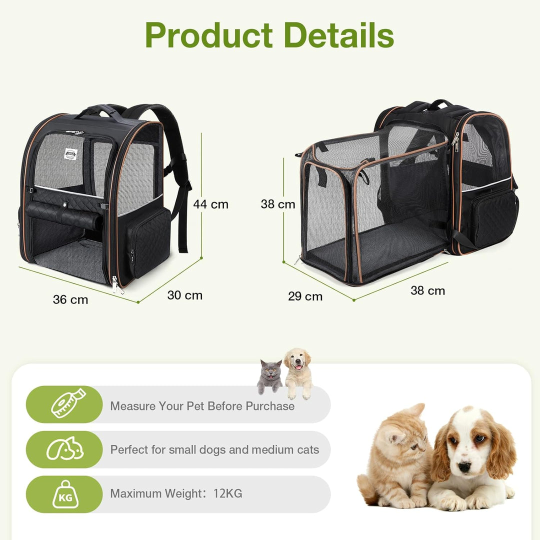Erweiterbar Katzenrucksack Hunderucksack für Katzen Hunde bis 10kg, Gross Katzen Rucksack Faltbare H