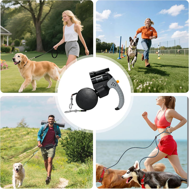 3m Doppelte Einziehbare Hundeleine, Doppelleine für 2 Hunde, Rollleine mit LED Licht, Ausziehbare Hu