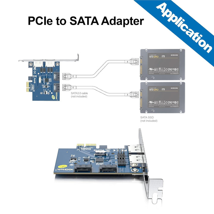 2 Port eSATA3.0 or 2 Port SATA3.0 Non-Raid Controller Card, X1, with 2 SATA Cable, Support SSD and H