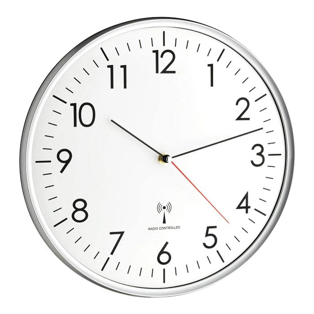 TFA Dostmann Analoge Wanduhr Funk, hohe Genauigkeit, Funkuhr Aluminium, Aluminium