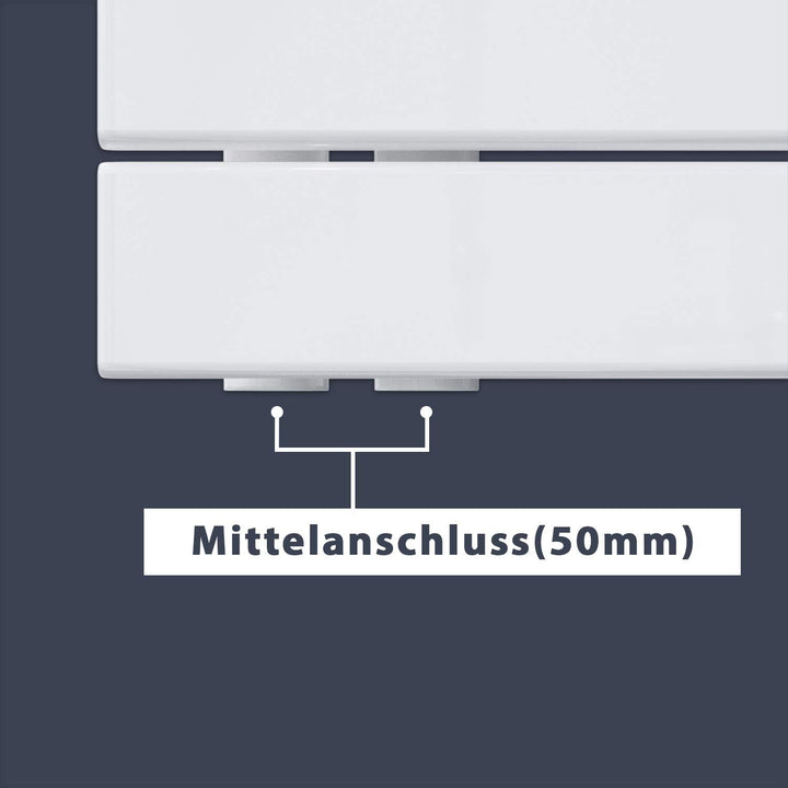 SONNI Badheizkörper Flach Handtuchtrockner 1314 x 500 mm Weiss Handtuchwärmer Seitenanschluss Panel