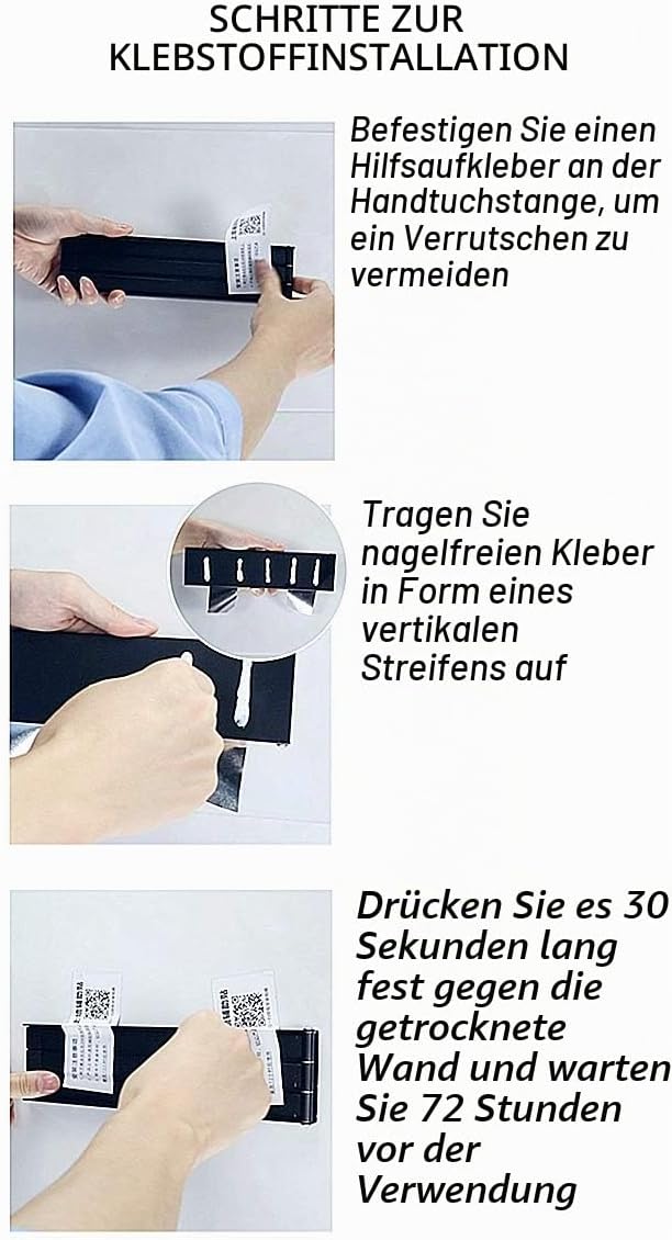 Swing Handtuchhalter Rack Matt Schwarz Wandmontage Handtuchstange Drehgelenk mit 3 Arm für Badezimme