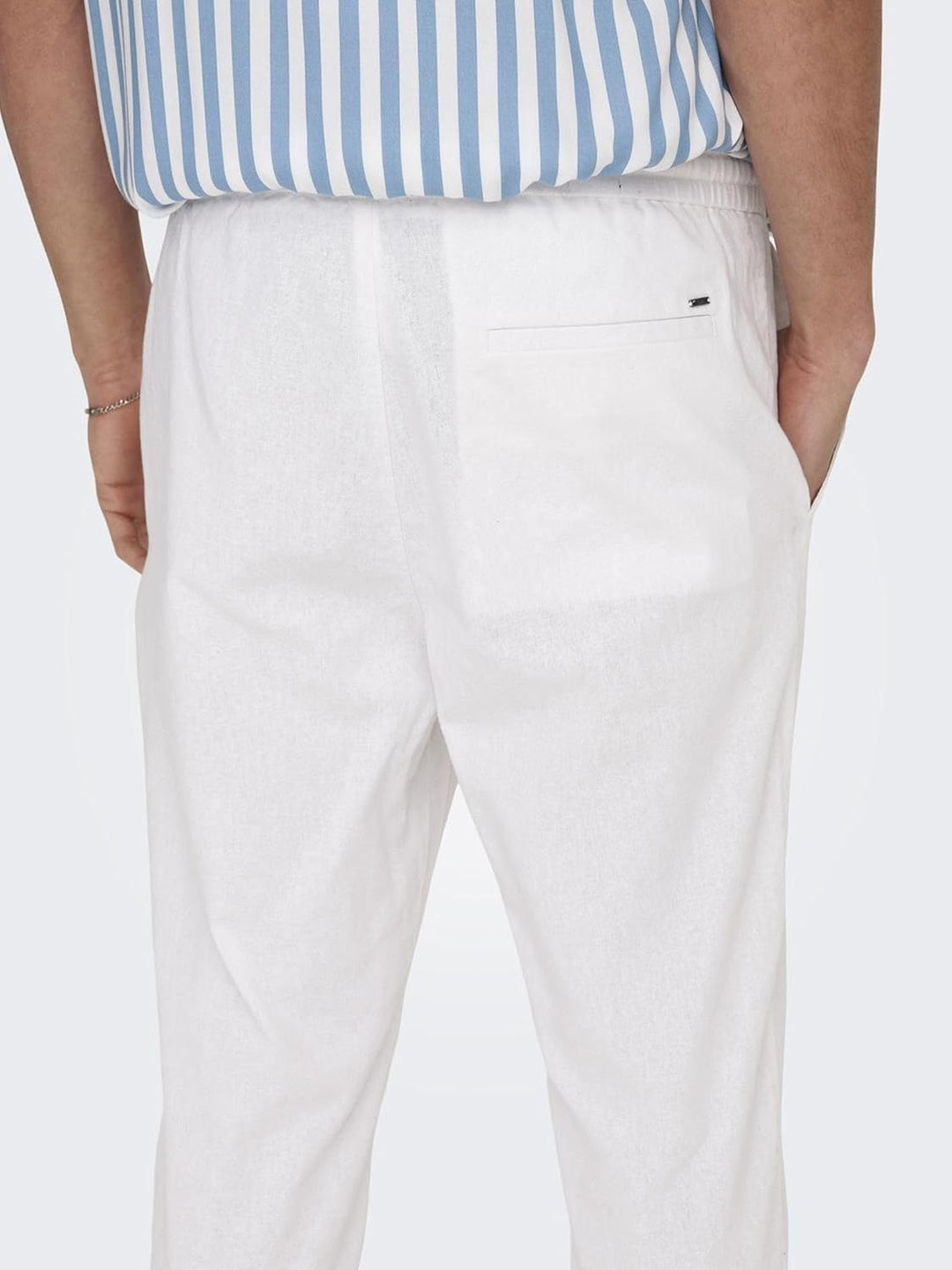 ONLY &amp; SONS Herren Sweatpant ONSLINUS Crop LIN - Tapered Fit - XS S M L XL XXL, Bright White