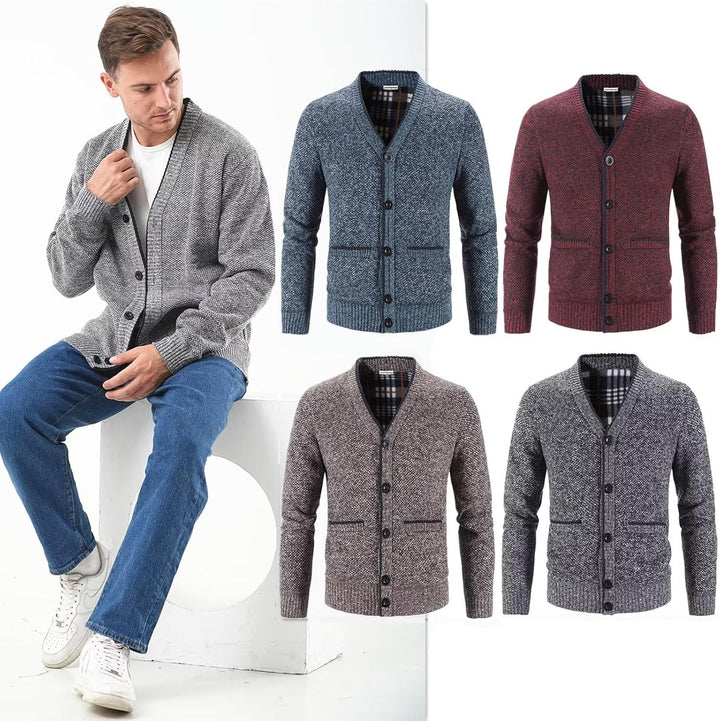 yuyungongsi Strickjacke Herren Cardigan Pullover - Gestrickt Trachtenjacke Cardigan Herren Schwarz G
