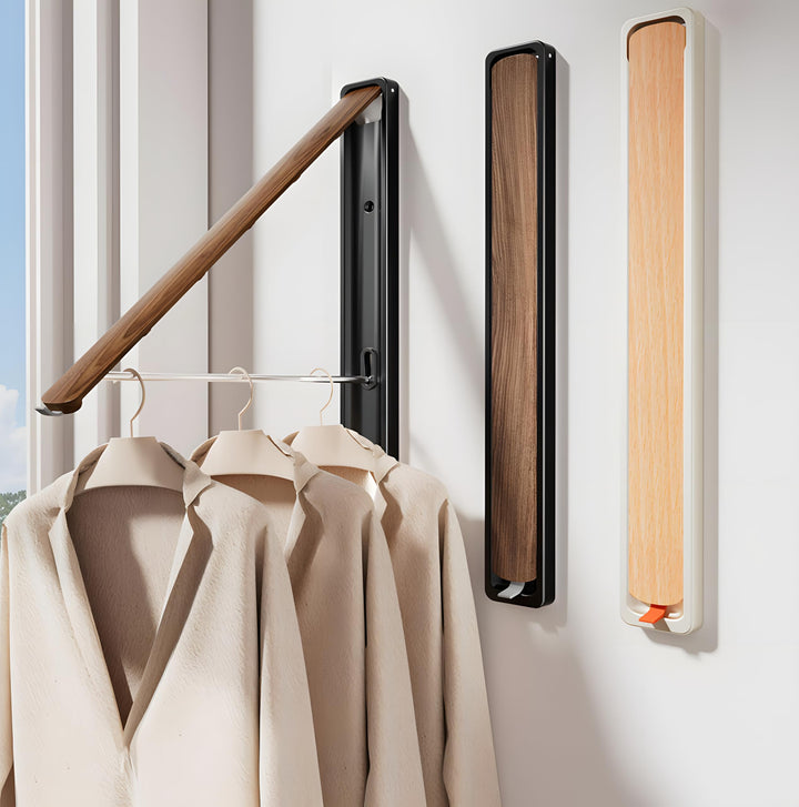 Klappbare Kleiderstange Wandmontage Aluminium – Ausziehbare Garderobe Kleiderhaken, Platzsparend, Mo
