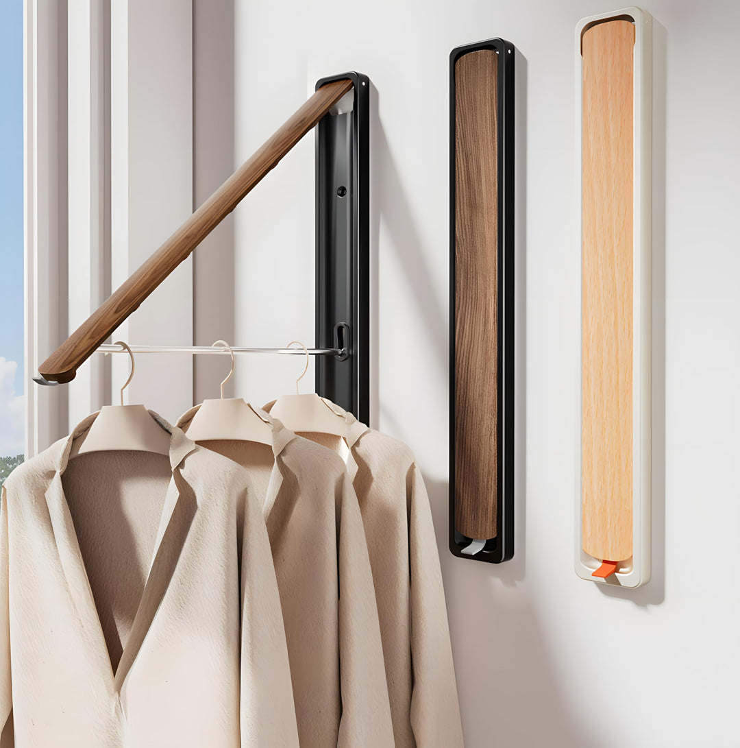 Klappbare Kleiderstange Wandmontage Aluminium – Ausziehbare Garderobe Kleiderhaken, Platzsparend, Mo
