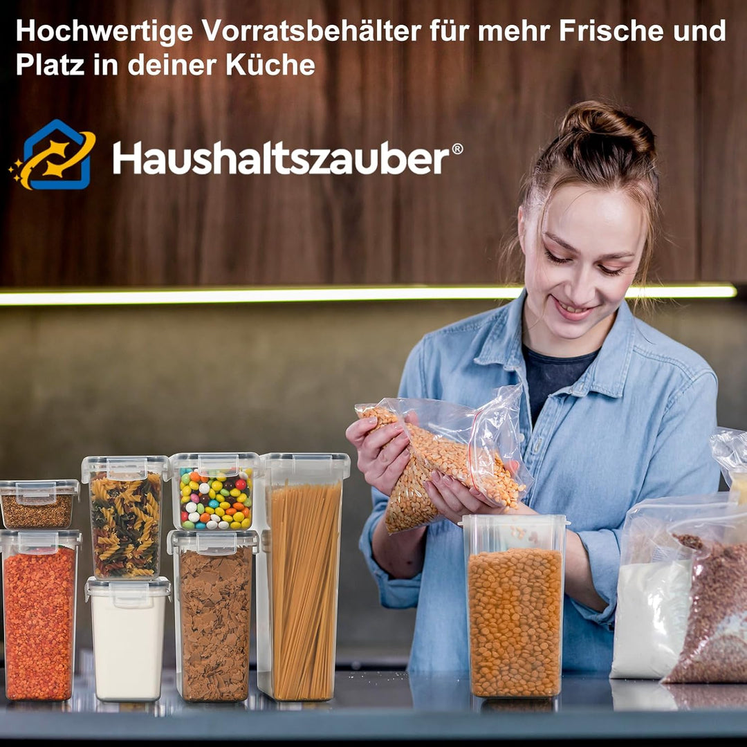 Haushaltszauber® Vorratsdosen Set XL – 24-teilig (0,8/1,4/2,0/2,8 L) | Luftdichte Vorratsdosen, Vorr