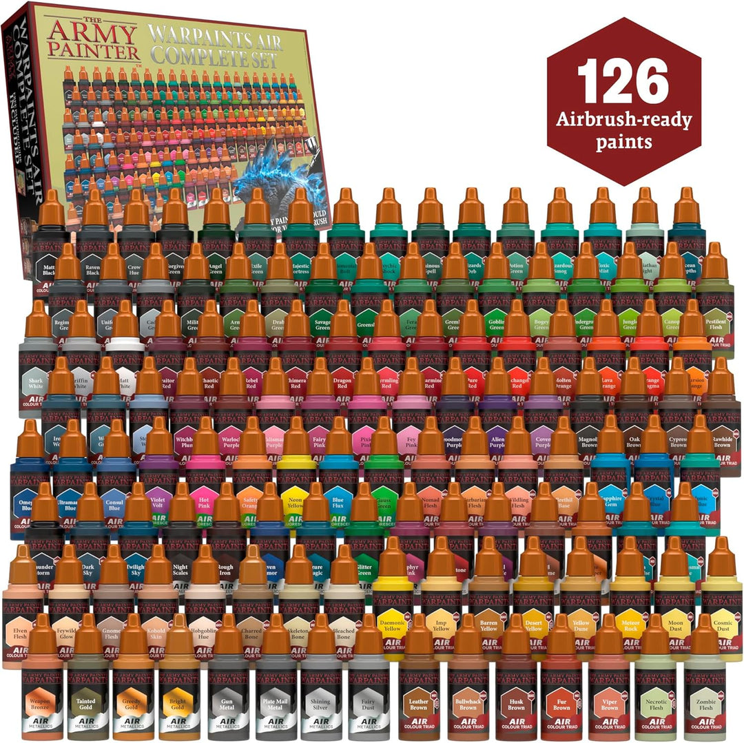 The Army Painter Warpaints Air Komplett Set, Airbrush Acrylfarben Set Mit 126 Airbrush Farben 18ml,