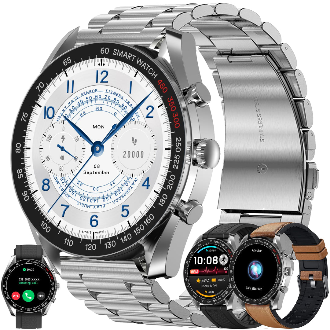 Smartwatch Herren mit Telefonfunktion, 1,39" DIY HD Voll Touchscreen Uhren Fitness Tracker 123 Sport