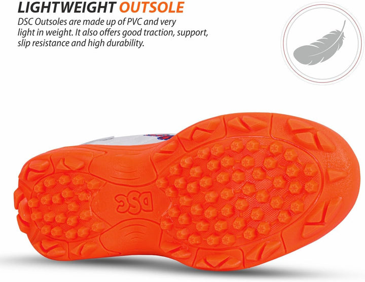 DSC Beamer Cricket Shoes | for Boys and Men | Light Weight | Durable Fluro Orange White 36 EU, Fluro