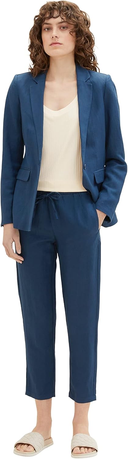 TOM TAILOR Damen Loose Fit Leinen Stoffhose 34W / 28L 11758 - Midnight Sail, 34W / 28L 11758 - Midni