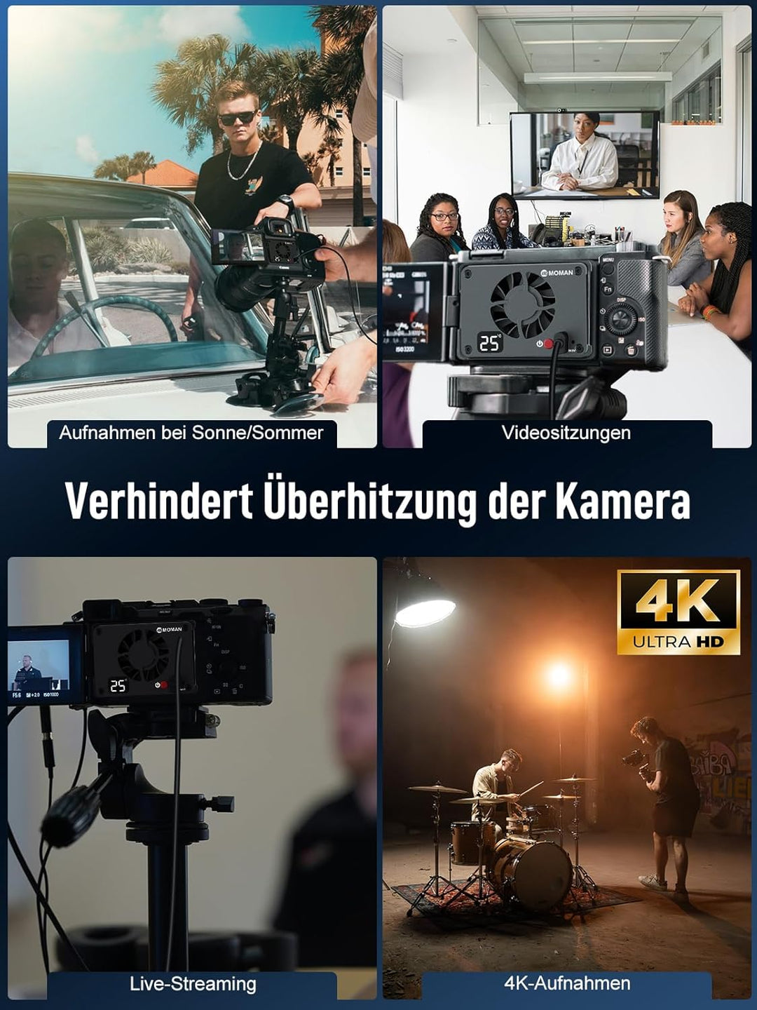 Camera Cooling Fan, Moman Halbleiter Kühlsystem für Kameras mit Aufladen vom Typ C & Anzeigebildschi