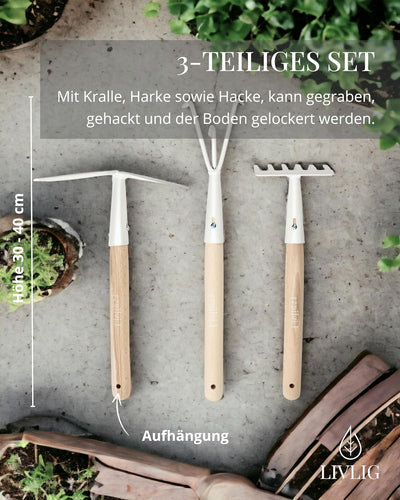 Livlig53 Gartenwerkzeug Set, Gartengeräte Balkon, Gartengeräte Frauen, Gartengeräte weiss, Kralle, H