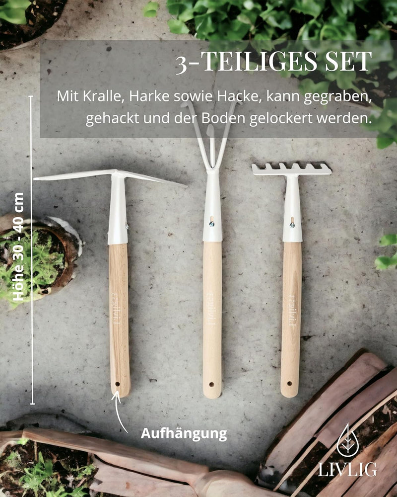 Livlig53 Gartenwerkzeug Set, Gartengeräte Balkon, Gartengeräte Frauen, Gartengeräte weiss, Kralle, H