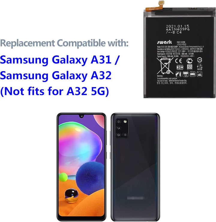 SWARK EB-BA315ABY Akku Kompatibel mit Samsung Galaxy A31 (A315F), Galaxy A32 4G (A325F), Galaxy A22