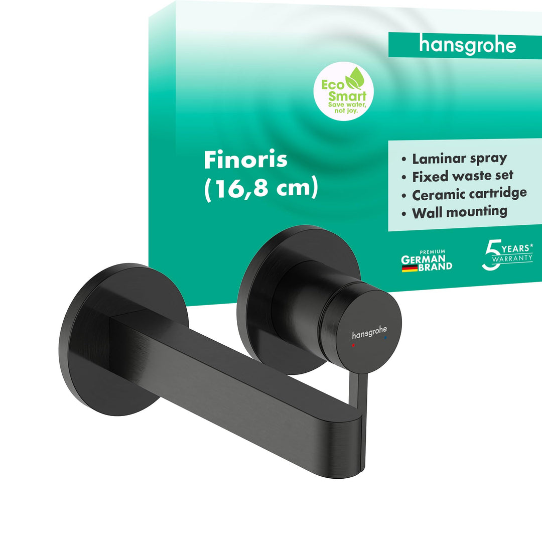 hansgrohe Finoris - Waschtischarmatur Unterputz für Wandmontage mit Ablauf, Wasserhahn Bad mit Ausla