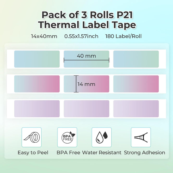 NELKO Original P21 Etikettenband-Ersatz, adaptiertes Etikettendruckpapier, 14 x 40 mm, Standard-lami