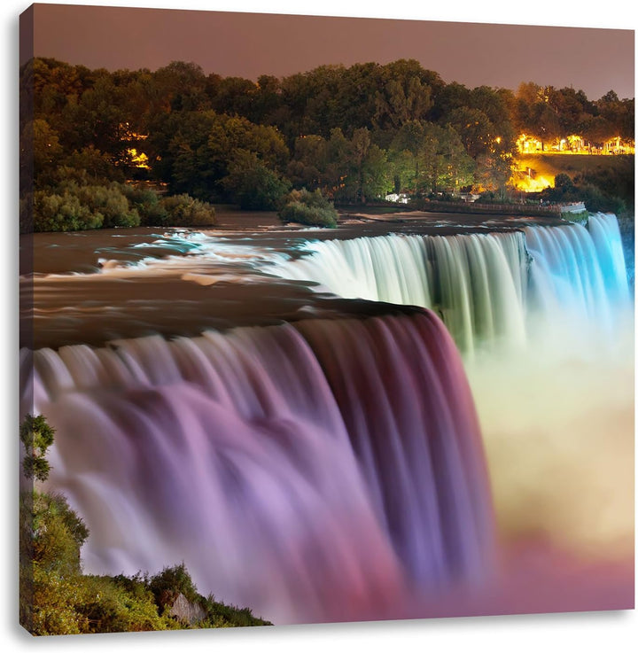 Pixxprint Majestätische Niagara Fälle, Format: 70x70 auf Leinwand, 70x70