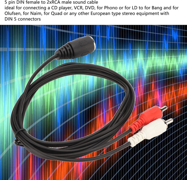 DIN 5 Pin auf Cinch Kabel, 5 Pin DIN Buchse auf 2 Cinch Stecker Kabel für Naim Olufsen Bang Quad Ste