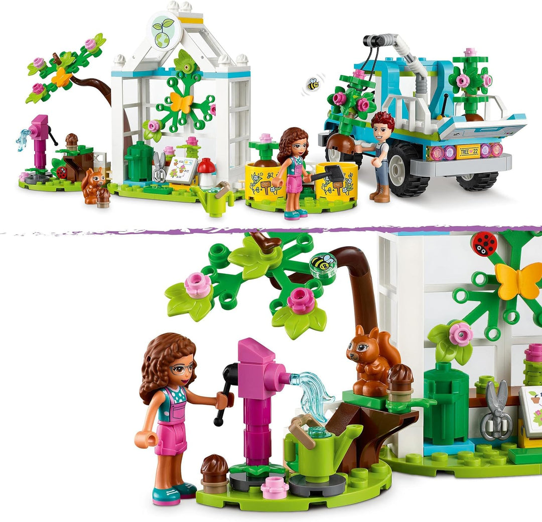 LEGO 41707 Friends Baumpflanzungsfahrzeug, Blumengarten-Spielzeug Mit Spielzeugauto Und Tierfiguren,