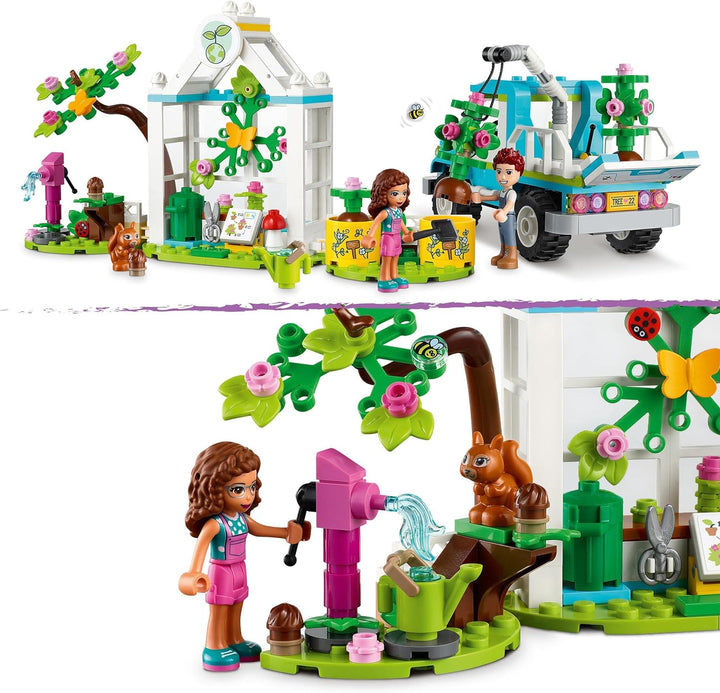LEGO 41707 Friends Baumpflanzungsfahrzeug, Blumengarten-Spielzeug Mit Spielzeugauto Und Tierfiguren,