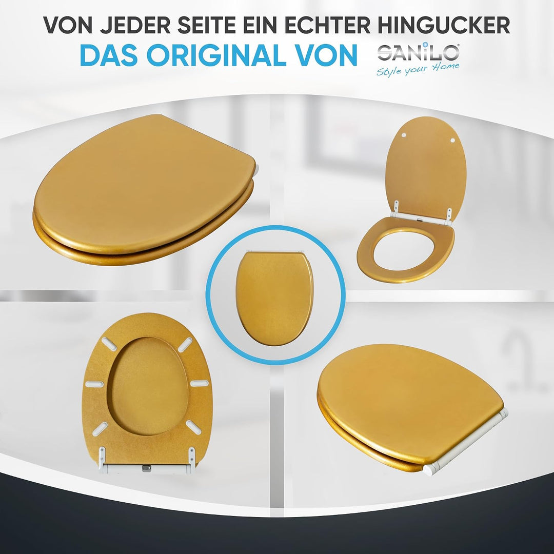 Sanilo WC Sitz mit Absenkautomatik, hochwertiger Toilettendeckel, einfache Montage, stabile Scharnie