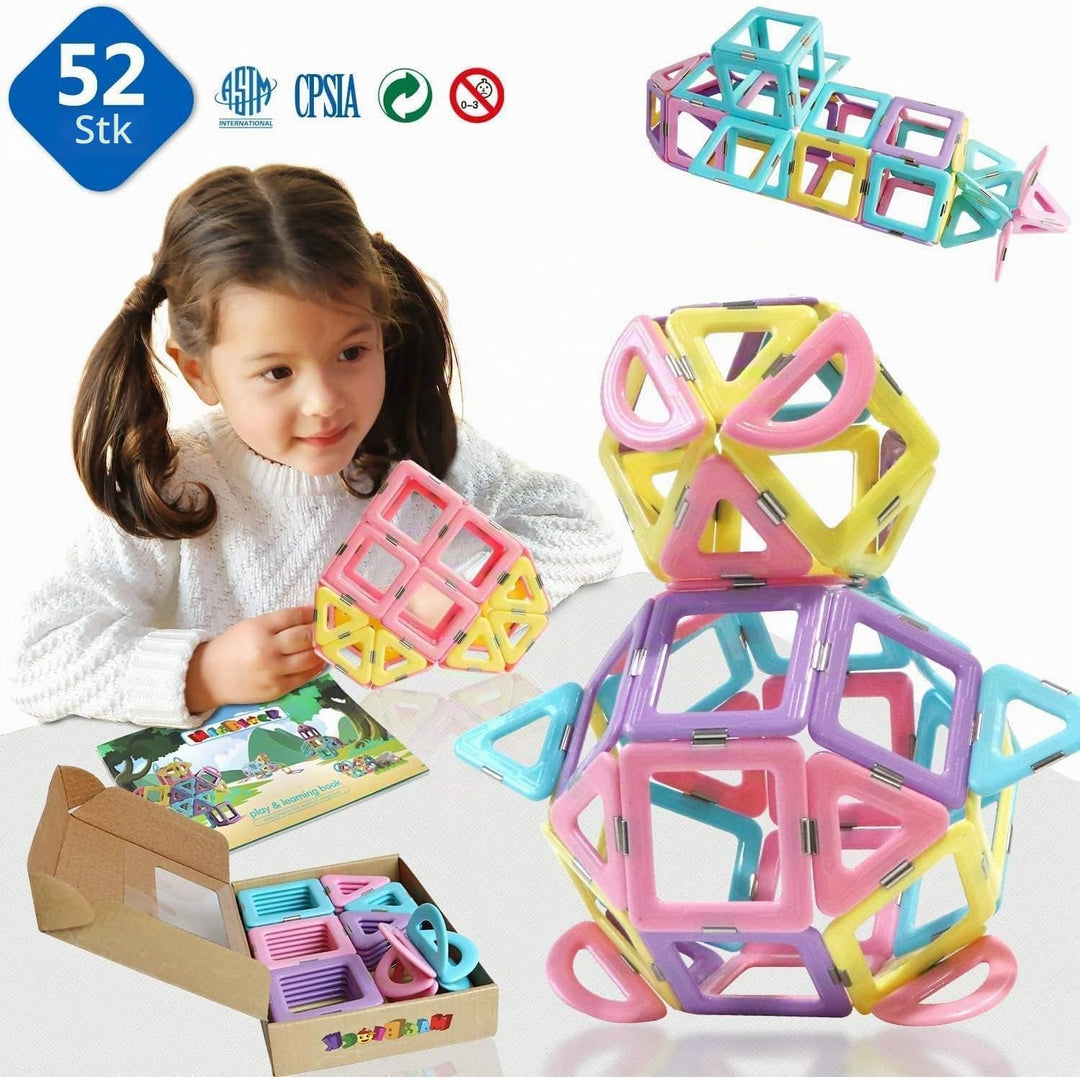 Magblock Magnetische Bausteine 52 Teiles Konstruktion Bauen Blöcke Kinder Pädagogisches Magnetspielz